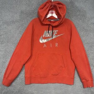 VTG Nike Air Red Tag Hoodie Mens Size M Red Graphic Center Logo Pullover Sweater
